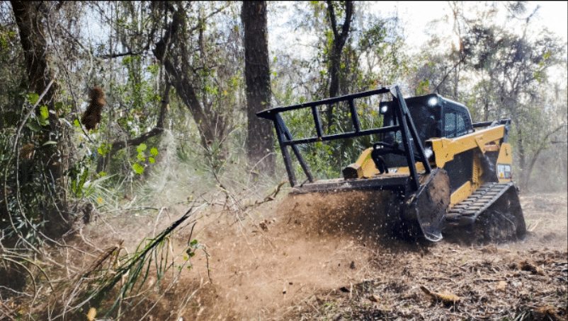 a mulcher performing municipal land clearing